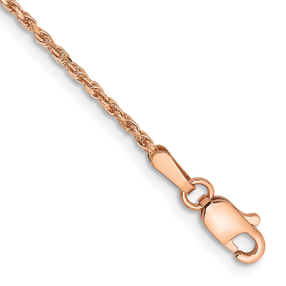 Pulsera de cuerda hecha a máquina D/C de 1,5 mm en oro rosa de 14 k