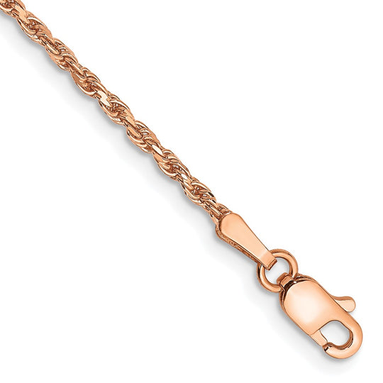 Tobillera de Cadena de Cuerda hecha a Máquina D/C de 1,8 mm en Oro Rosa de 14k