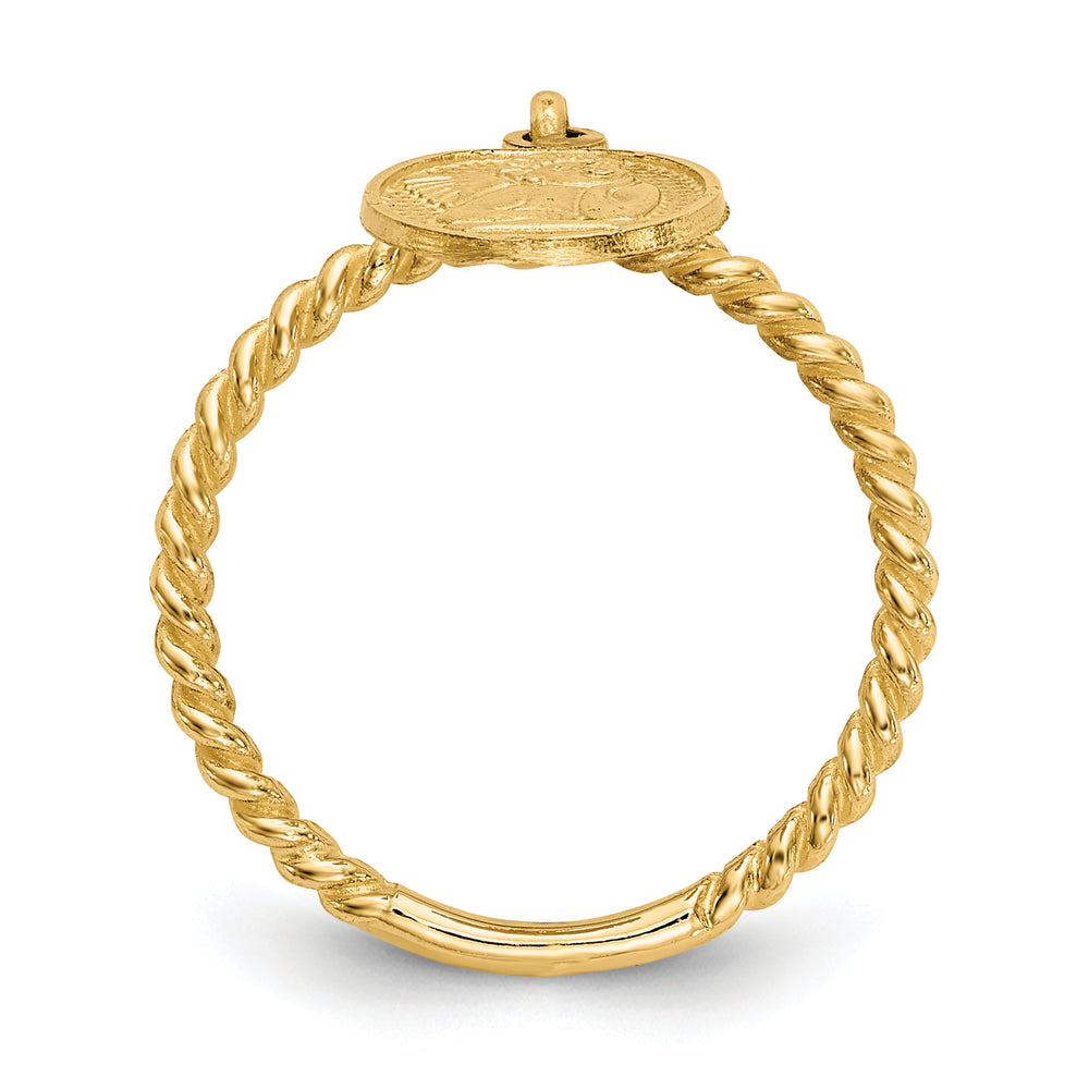 Anillo Infantil con Colgante de Ángel en Oro Amarillo Pulido de 14k