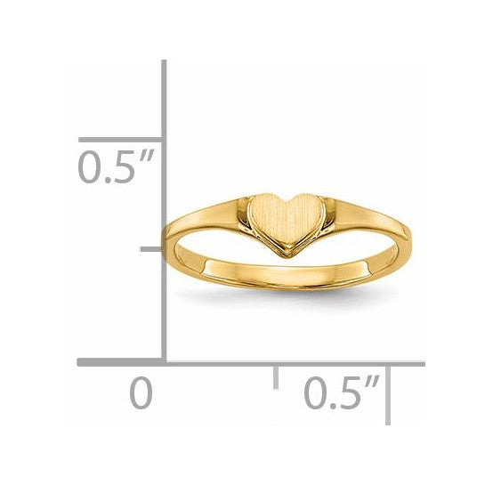 Anillo Infantil con Corazón en Oro Amarillo de 14k