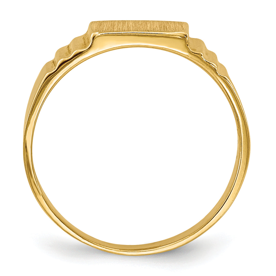 Anillo de Sello Rectangular Satinado para Bebé en Oro Amarillo de 14k