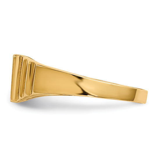 Anillo de Sello Rectangular Satinado para Bebé en Oro Amarillo de 14k