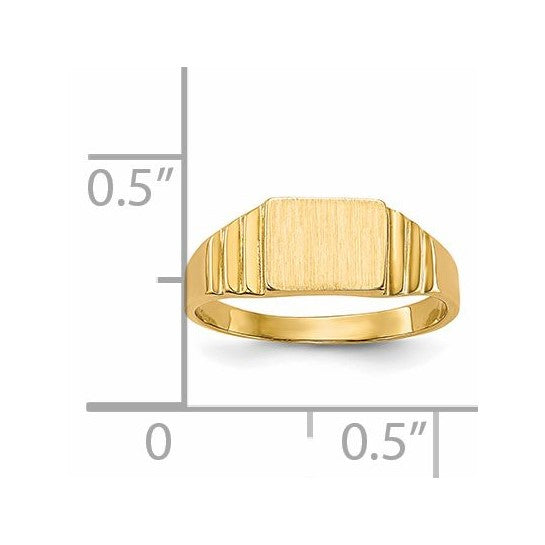 Anillo de Sello Rectangular Satinado para Bebé en Oro Amarillo de 14k