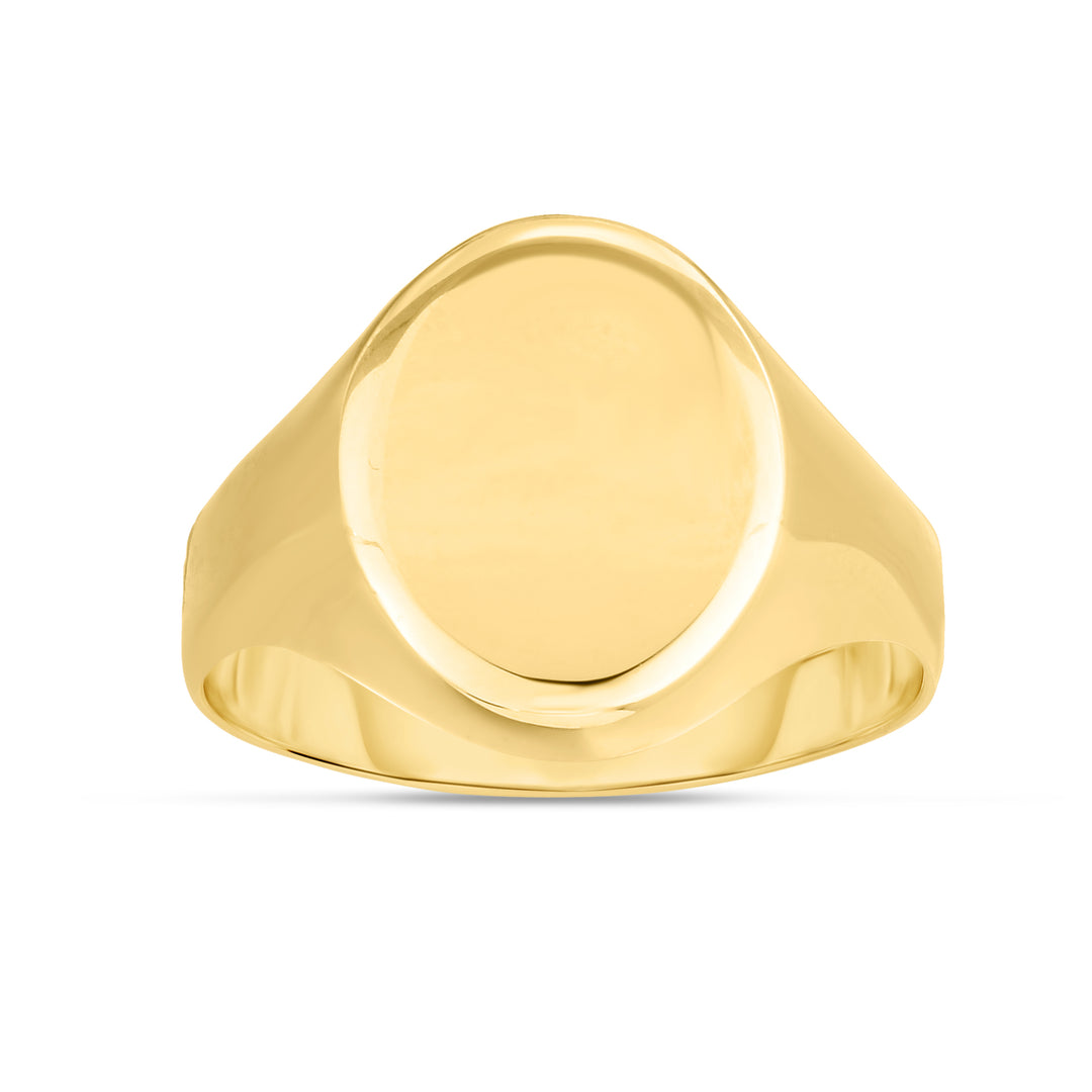 Anillo de Sello Ovalado Pulido de Oro de 14k