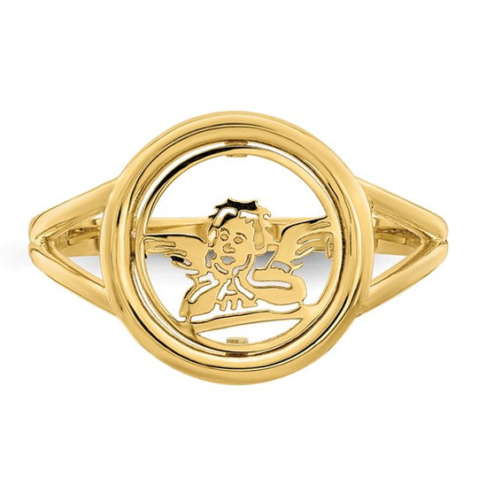 Anillo de Ángel Rafael en Círculo de Oro Amarillo Pulido de 14k