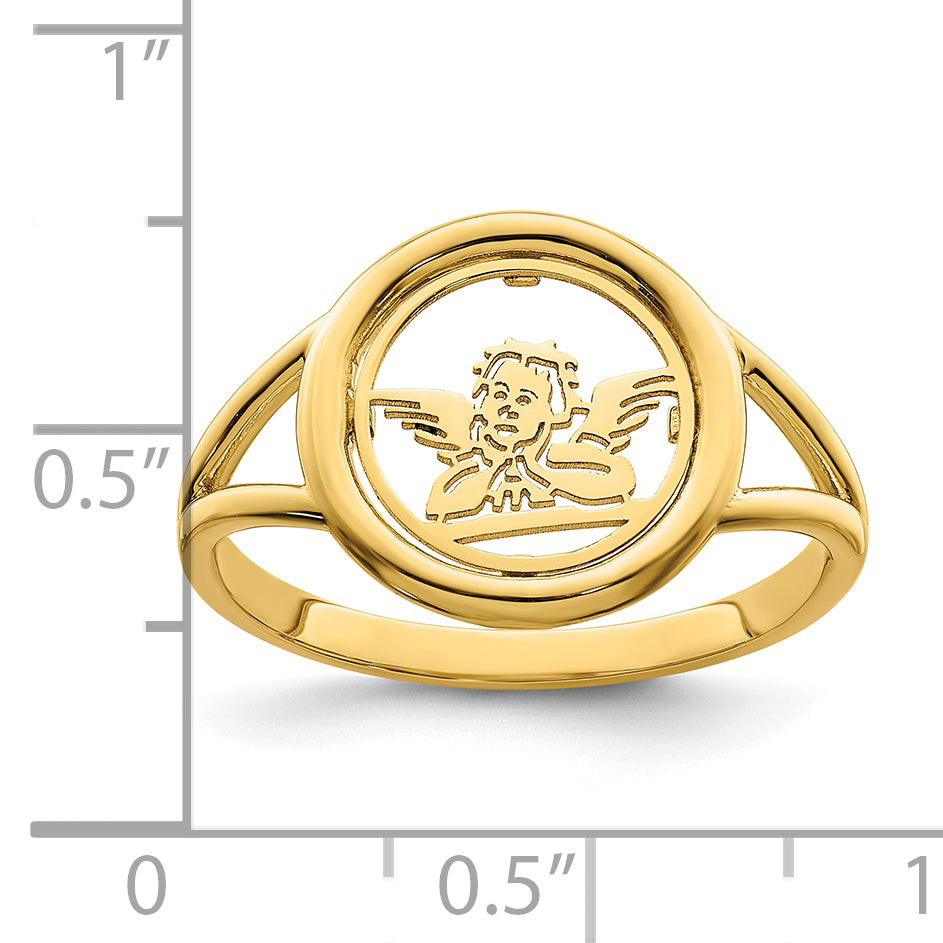 Anillo de Ángel Rafael en Círculo de Oro Amarillo Pulido de 14k