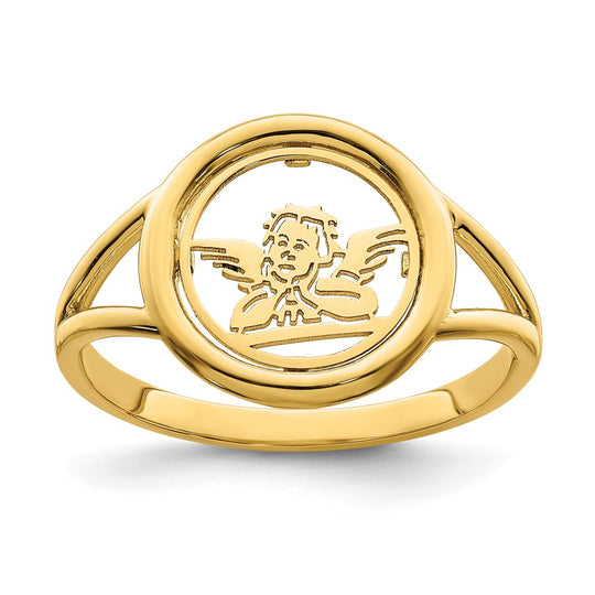 Anillo de Ángel Rafael en Círculo de Oro Amarillo Pulido de 14k