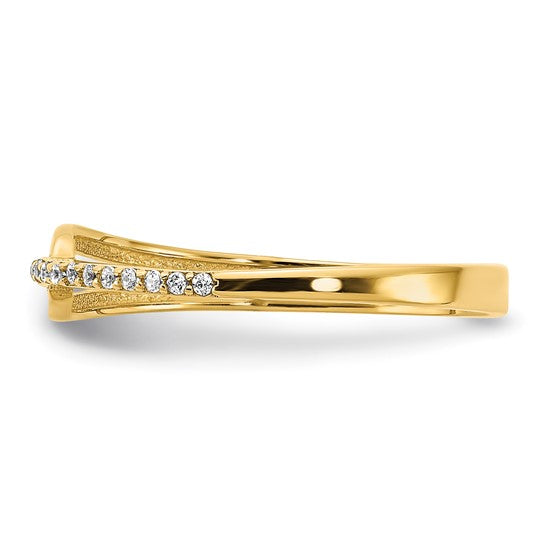 Anillo Fancy Pulido con Circonitas de 14k