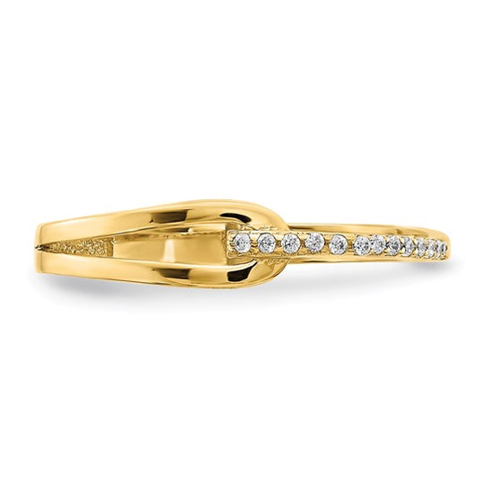 Anillo Fancy Pulido con Circonitas de 14k