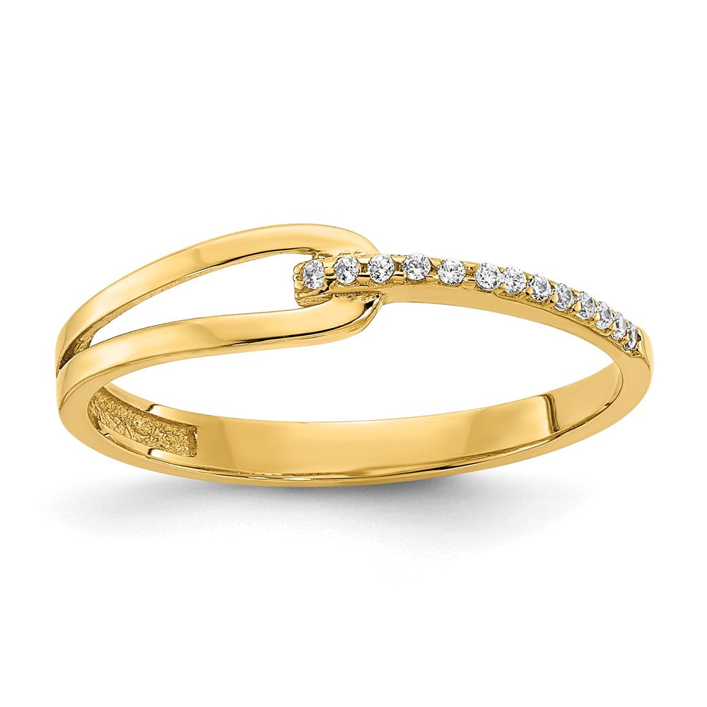 Anillo Fancy Pulido con Circonitas de 14k