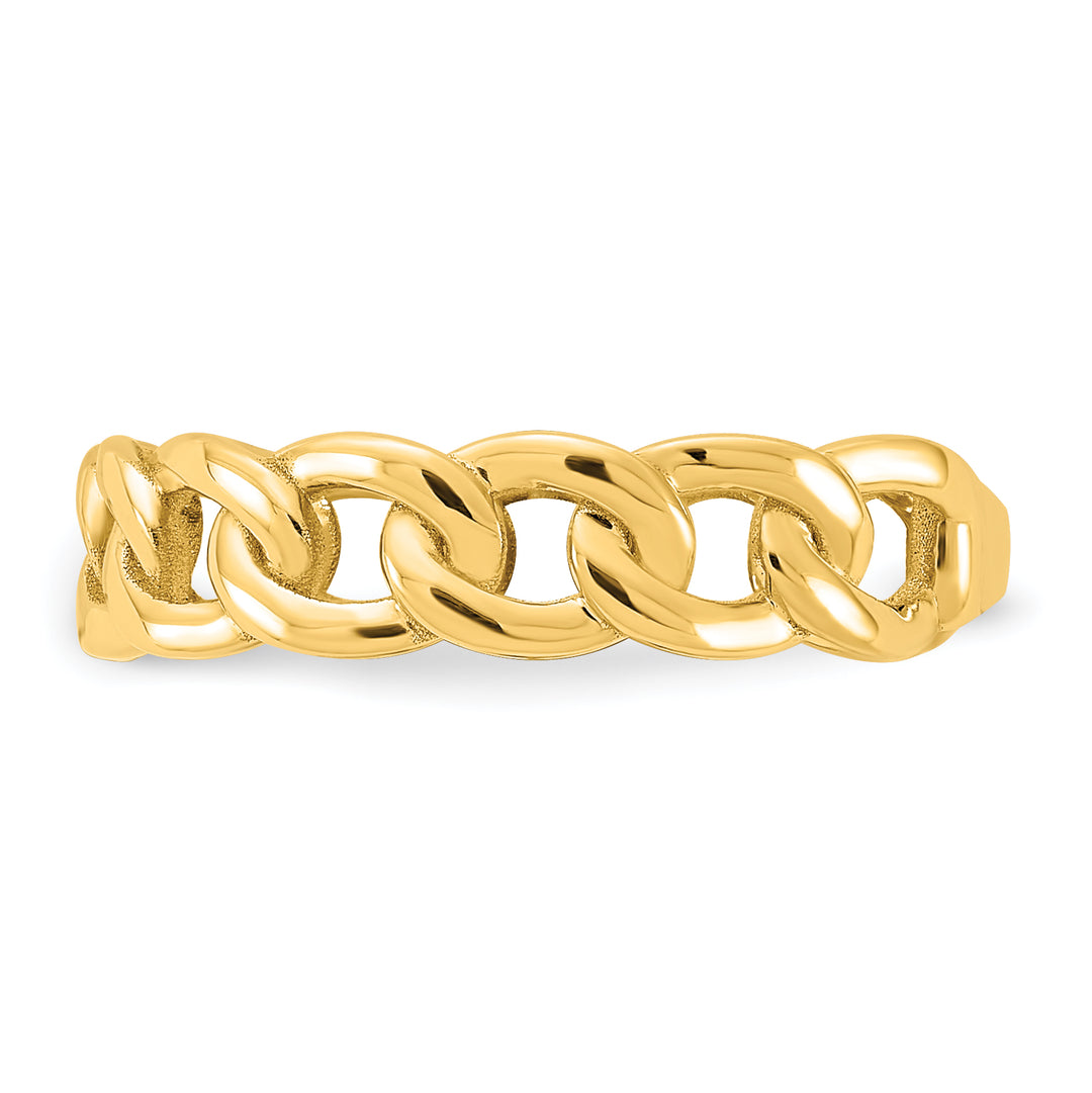 Anillo de Enlace Curb Pulido de 5 mm en Oro Amarillo de 14k