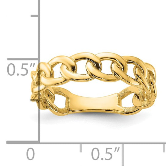 Anillo de Enlace Curb Pulido de 5 mm en Oro Amarillo de 14k