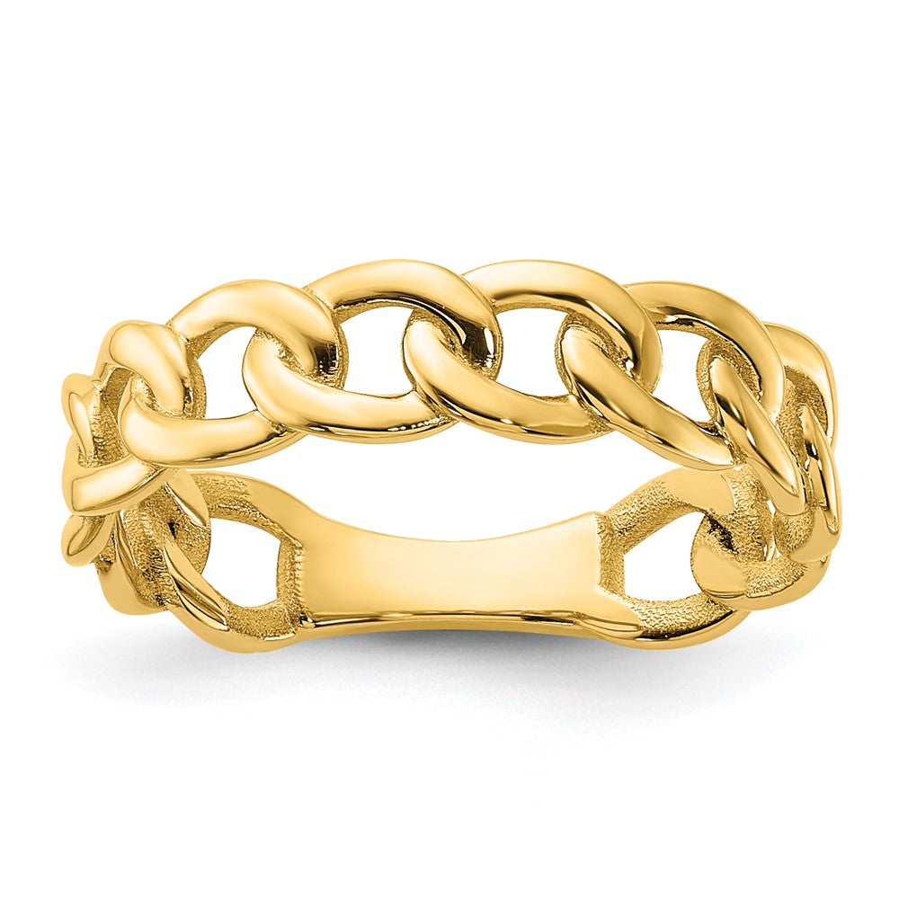 Anillo de Enlace Curb Pulido de 5 mm en Oro Amarillo de 14k