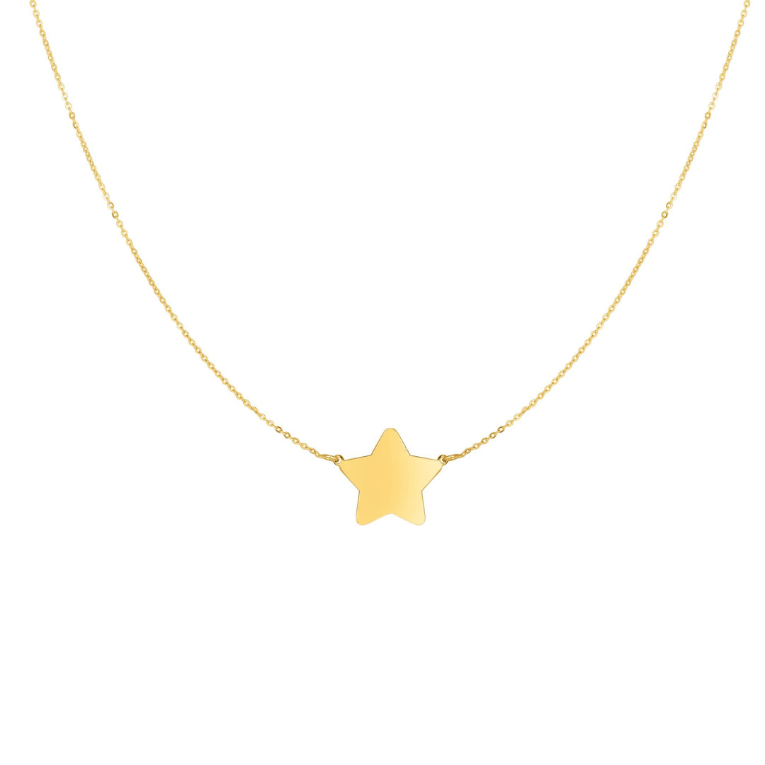 Collar de estrella pulida de oro de 14 quilates