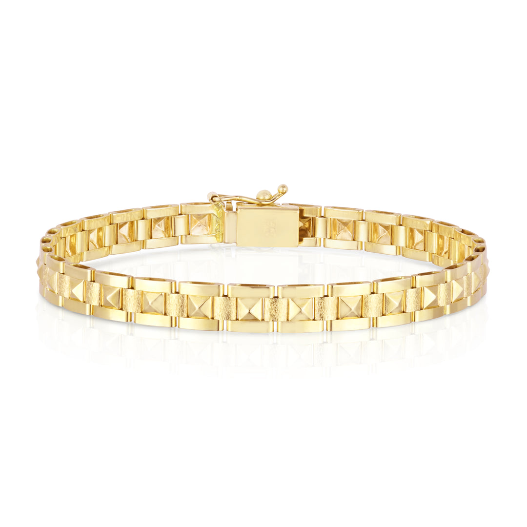 Pulsera Piramidal de 6 mm con Punta de Oro Amarillo de 14k