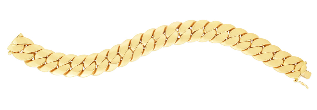 Pulsera Cubana Miami  de 14 mm en Oro Amarillo de 14k