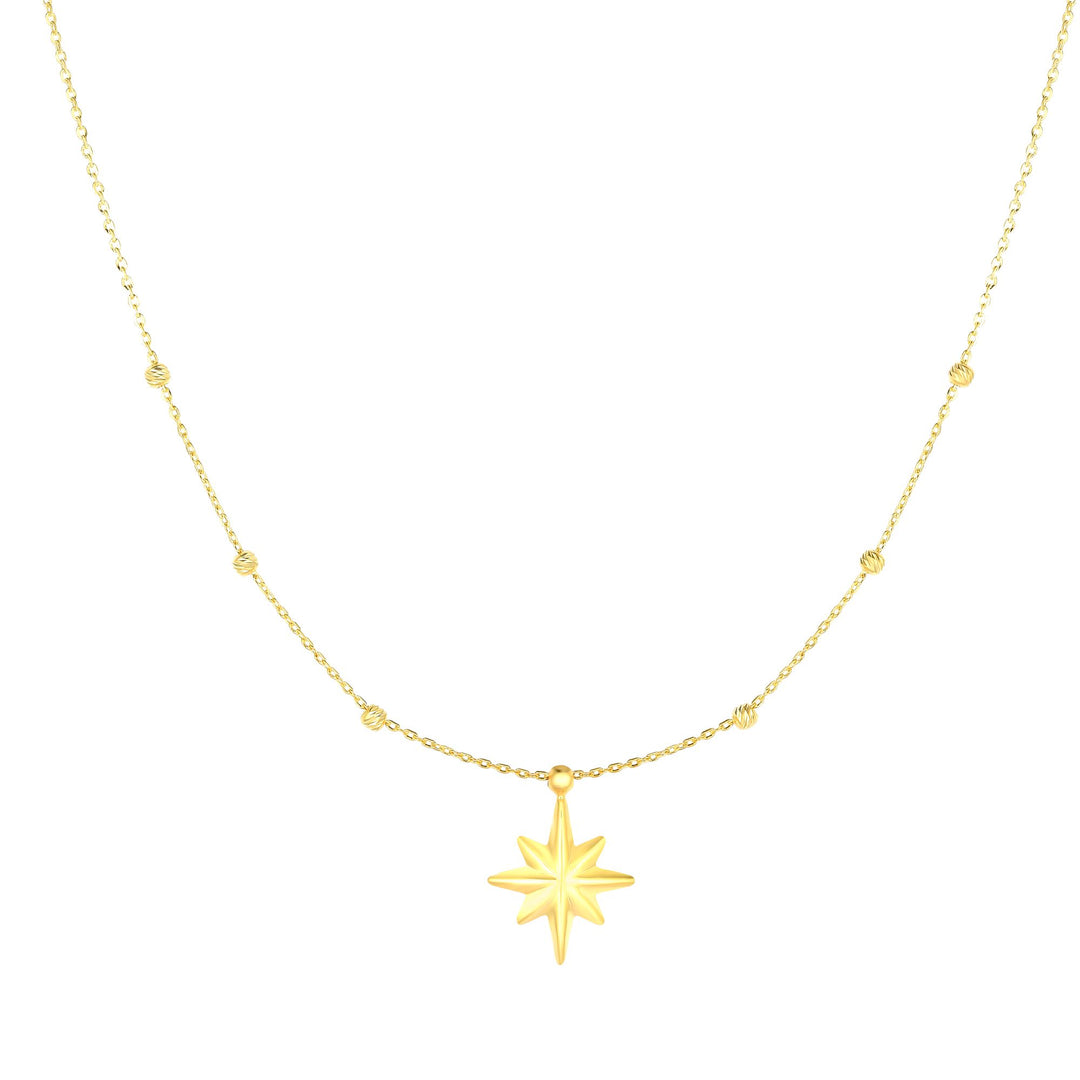 Collar de estrella del norte pulido en oro de 14 quilates