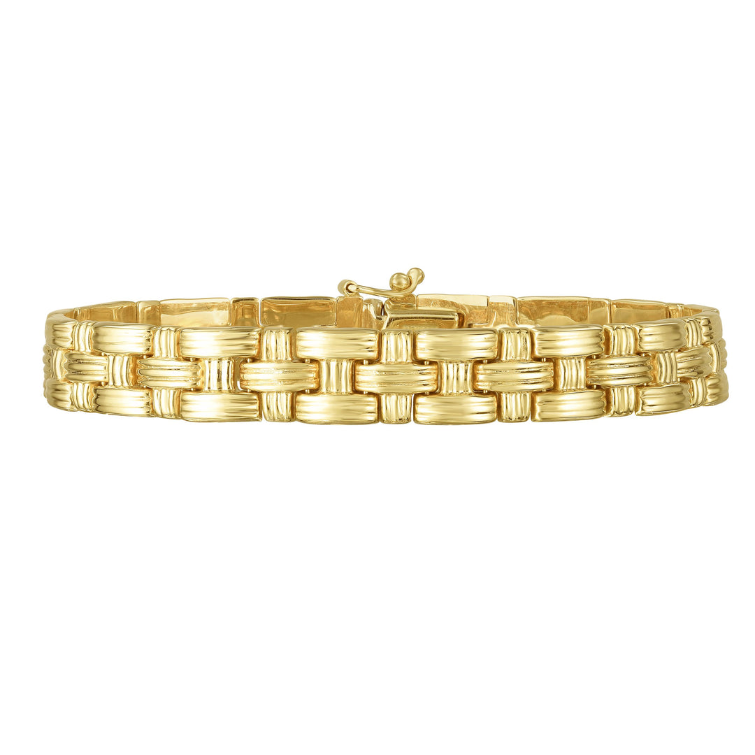 Pulsera de tejido de cesta de oro de 14 quilates