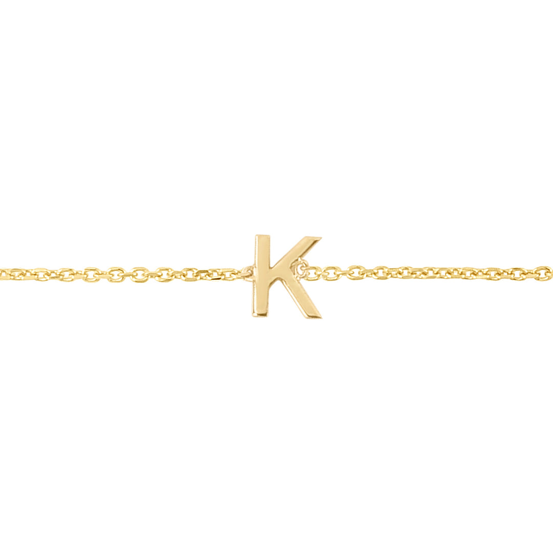 Brazalete con Inicial K Mini en Oro Amarillo de 14k