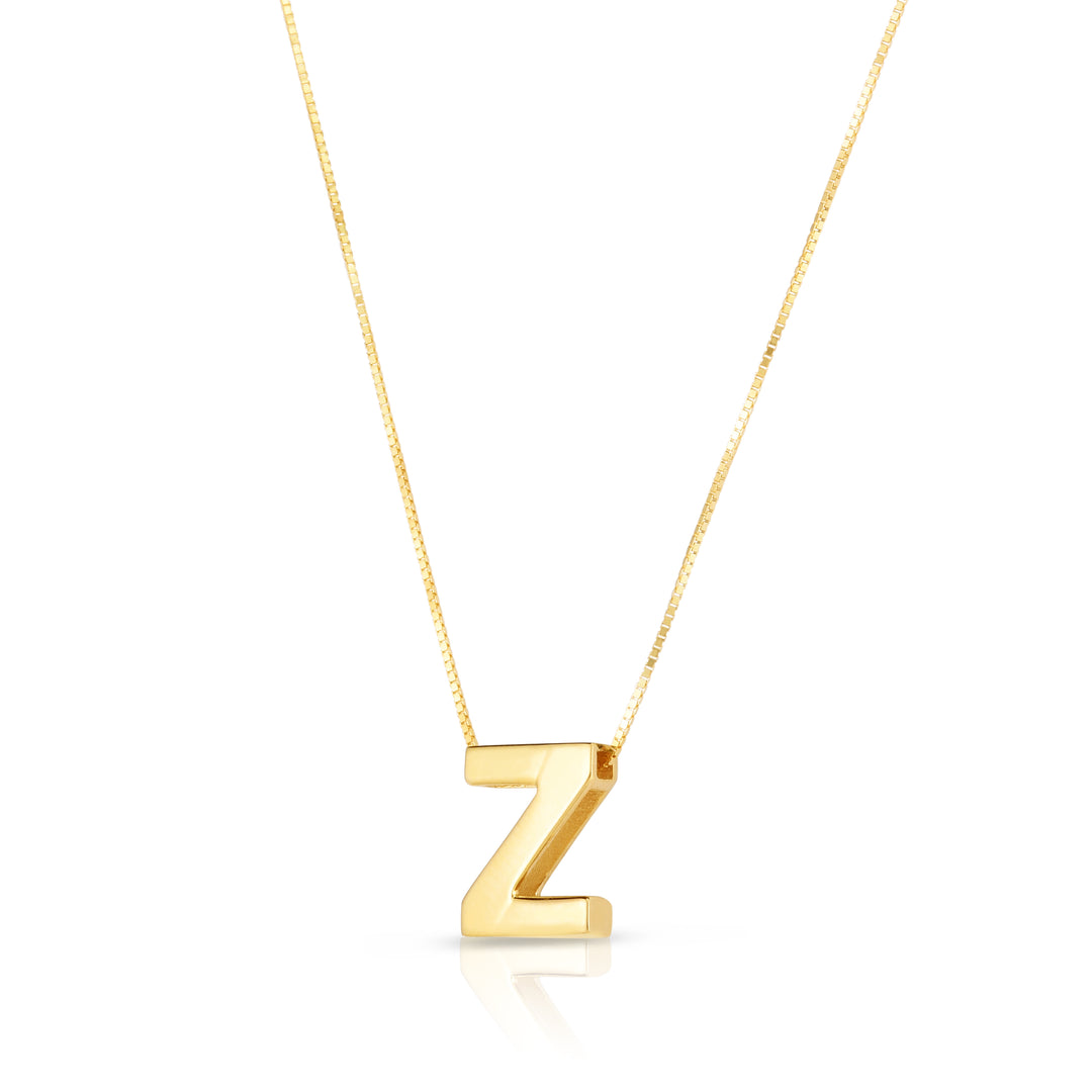 Collar con inicial Z con letra mayuscula de oro de 14 quilates