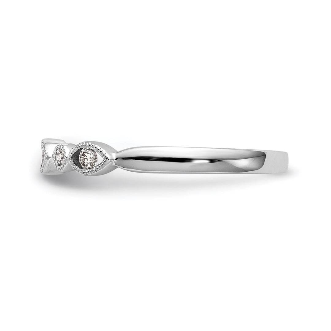 Alianza de Boda con Diamantes de 1/8 qt en Oro Blanco de 14k