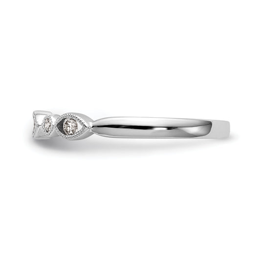 Alianza de Boda con Diamantes de 1/8 qt en Oro Blanco de 14k