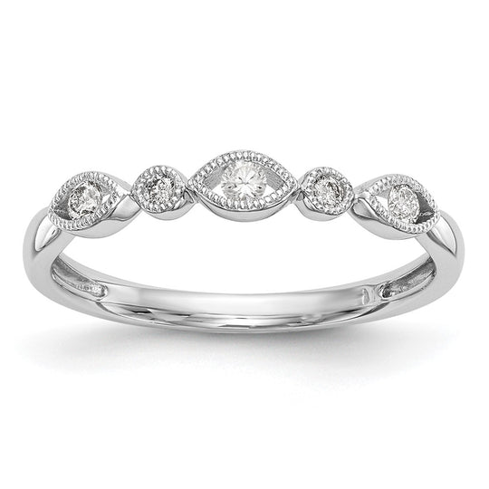 Alianza de Boda con Diamantes de 1/8 qt en Oro Blanco de 14k