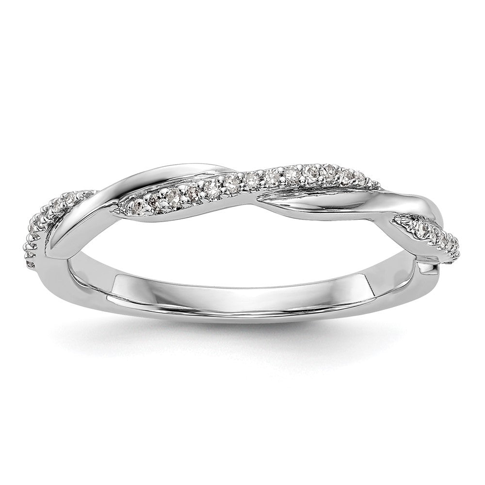 Alianza de Boda con Diamantes de 1/8 qt en Oro Blanco de 14k