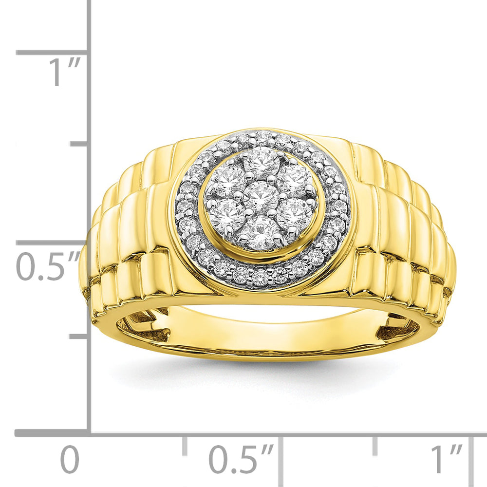 Anillo para Hombre de Oro Amarillo 10k con Diamante de 1/2 Quilate Creado en Laboratorio (VS/SI+ G+)-Completo