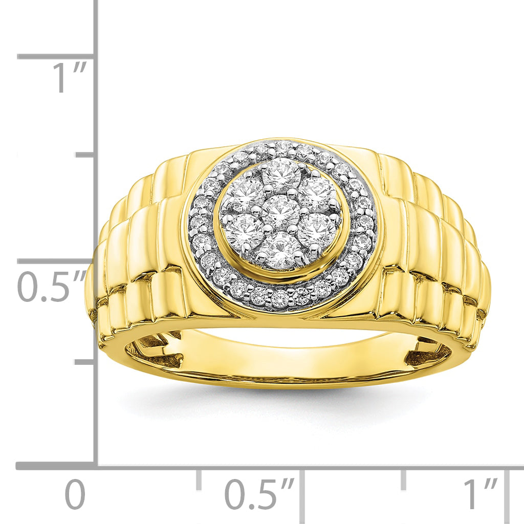 Anillo para Hombre de Oro Amarillo 10k con Diamante de 1/2 Quilate Creado en Laboratorio (VS/SI+ G+)-Completo