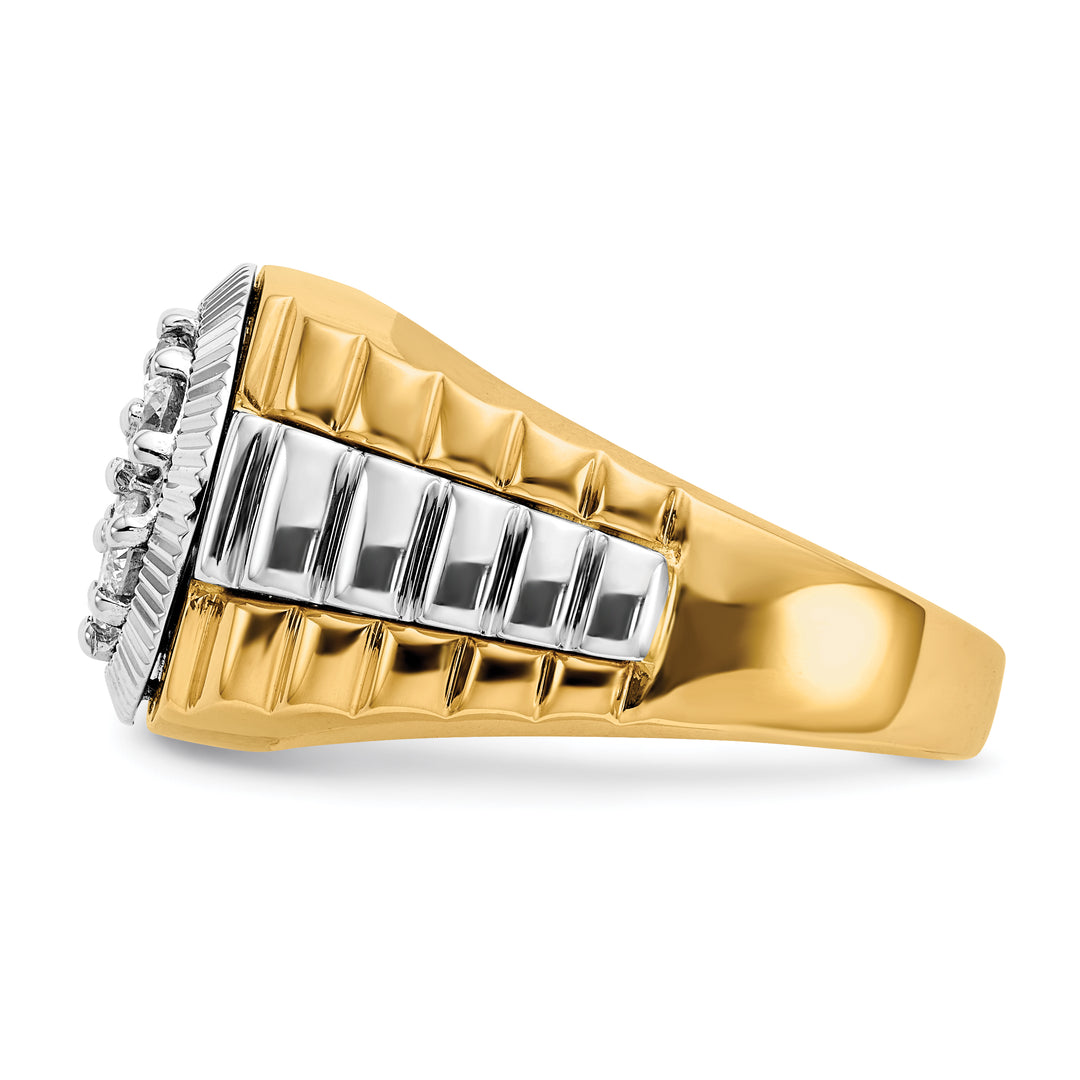 Anillo de Diamante Cultivado en Laboratorio de 1 qt con Lados A canalados 10kt para Hombre