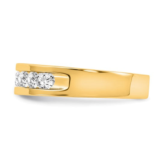 Anillo de Boda para Hombre en Oro Amarillo 10k con 10 Diamantes Lab Creado en Canal