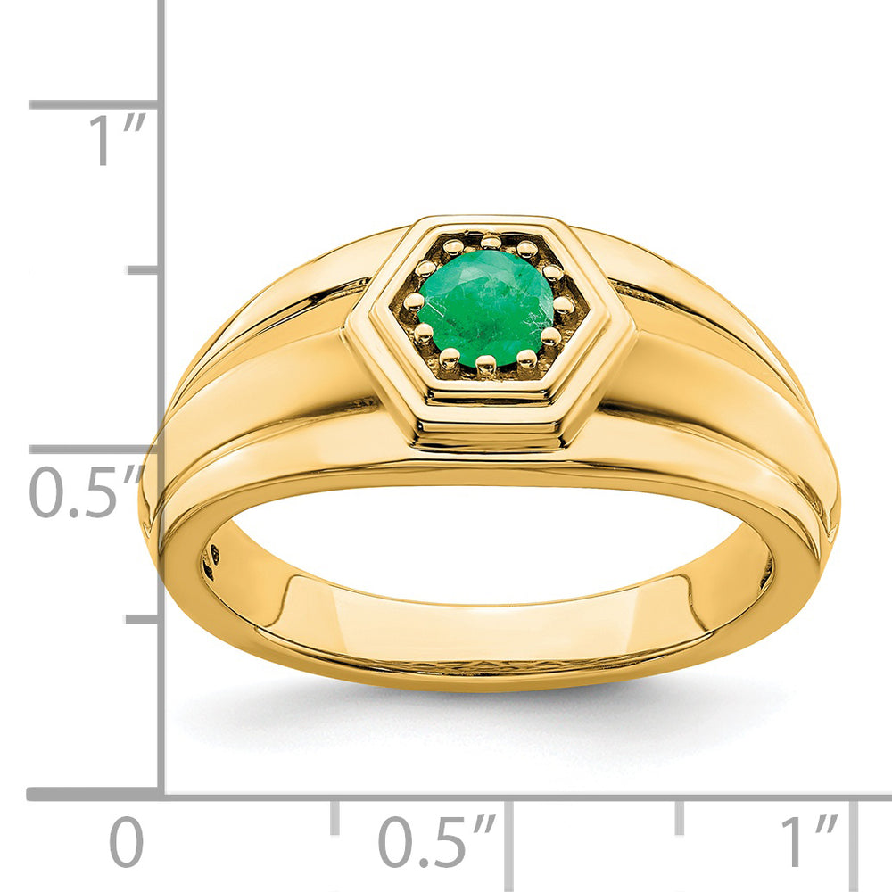 Anillo para Hombre de Oro Amarillo 14k con Esmeralda