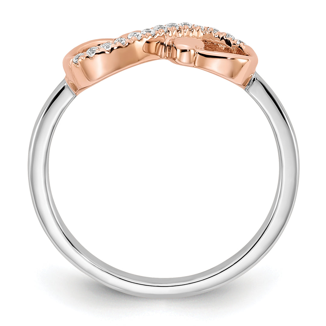 Anillo de Diamante en Forma de Corazones y El Infinito en Oro Blanco y Rosa de 14k