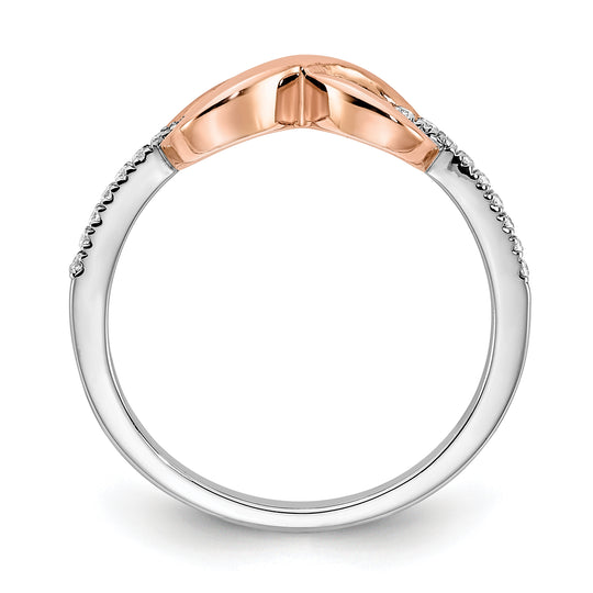 Anillo de Infinito en Oro Bicolor Blanco y Rosa de 14k Pulido con Diamante