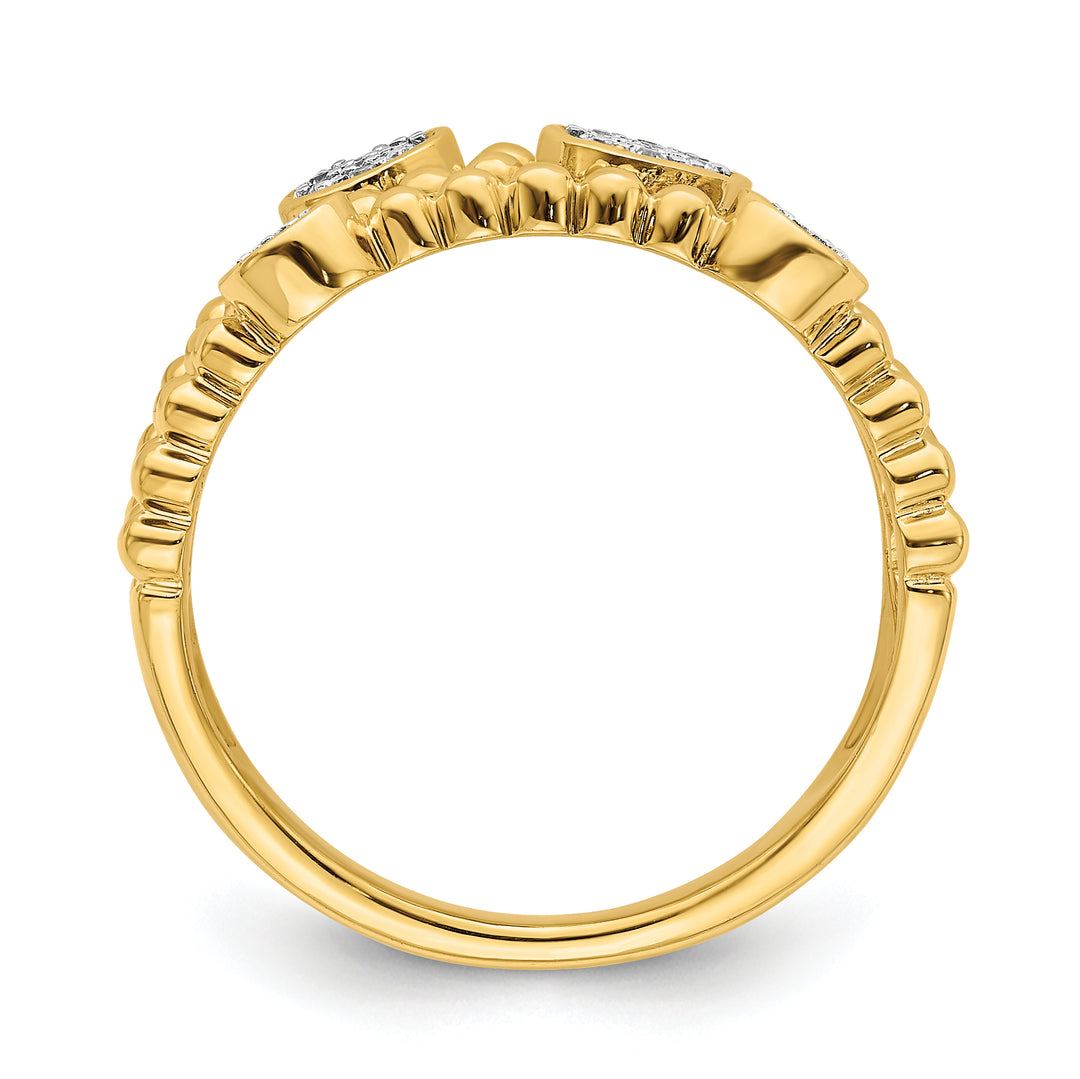 Anillo de Múltiples Bandas con Círculos de Pavé en Oro Amarillo de 14k Pulido con Diamantes