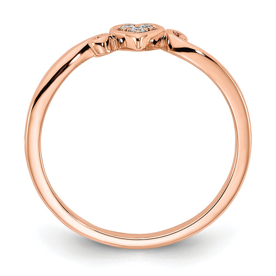 Anillo de Corazón en Oro Rosa de 14k Pulido con Diamante