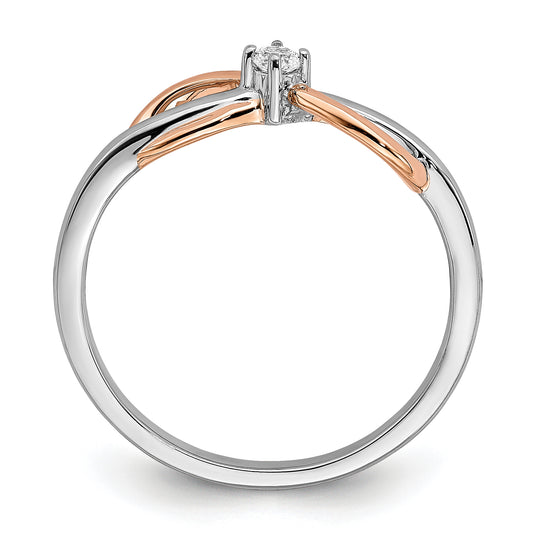 Anillo de Infinito en Oro Bicolor Blanco y Rosa de 14k Pulido con Diamante