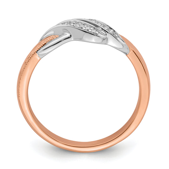 Anillo de Diamantes en Oro Bicolor Blanco y Rosa de 14k Pulido y Elegante