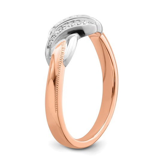 Anillo de Diamantes en Oro Bicolor Blanco y Rosa de 14k Pulido y Elegante