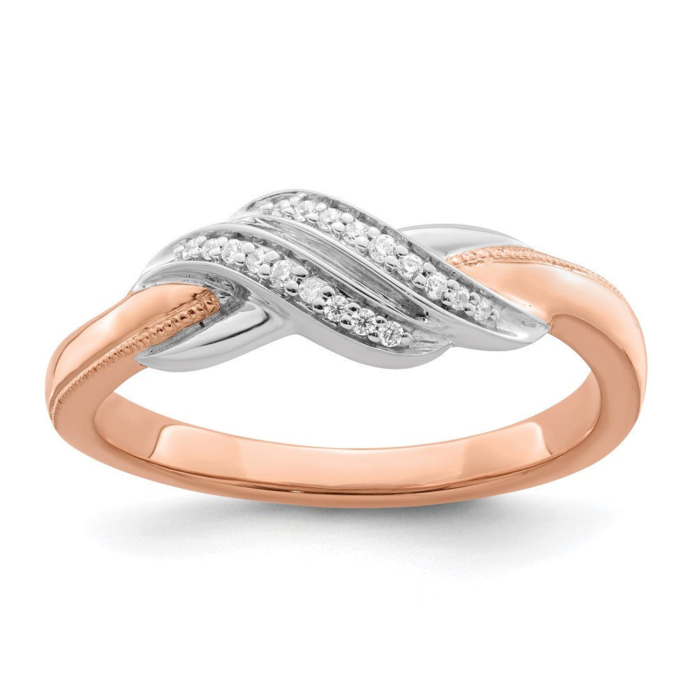 Anillo de Diamantes en Oro Bicolor Blanco y Rosa de 14k Pulido y Elegante