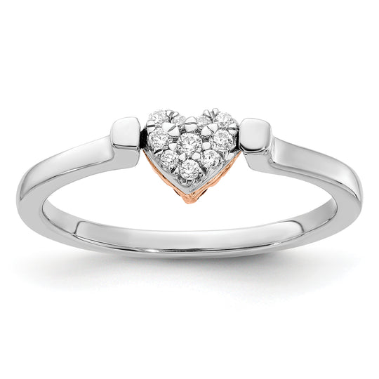 Anillo Giratorio de Corazón con Rubí y Diamantes, Oro de 14k Bicolor Blanco y Rosado