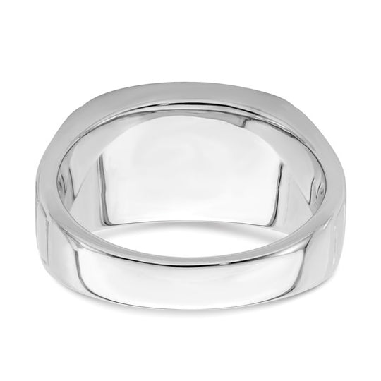 Anillo para Hombre de Oro Blanco 14k con Ónix, Diamantes y Acabado Pulido/Satinado