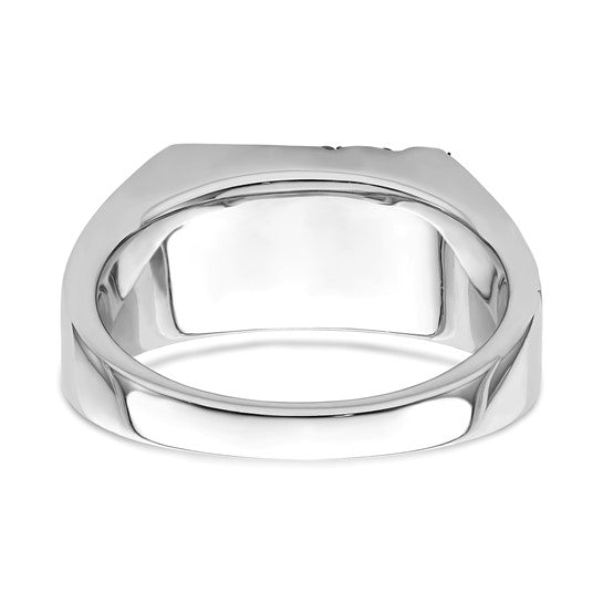 Anillo para Hombre de Oro Blanco 14k con Ónix, Diamantes y Acabado Pulido/Satinado