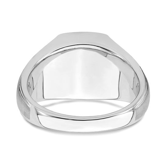 Anillo para Hombre de Oro Blanco 14k con Ónix, Diamantes y Acabado Pulido/Satinado