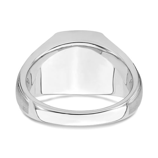 Anillo para Hombre de Oro Blanco 14k con Ónix, Diamantes y Acabado Pulido/Satinado