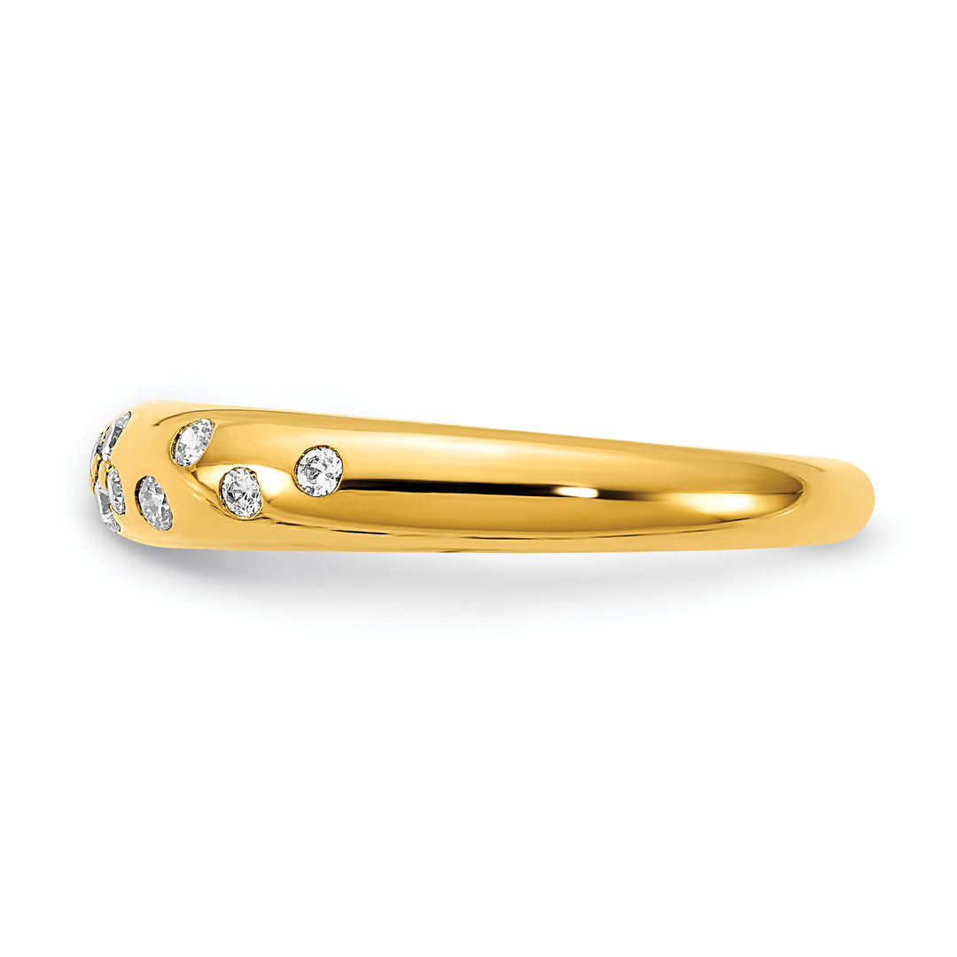 Anillo de Oro Amarillo Pulido con Diamantes Dispersos de 14k