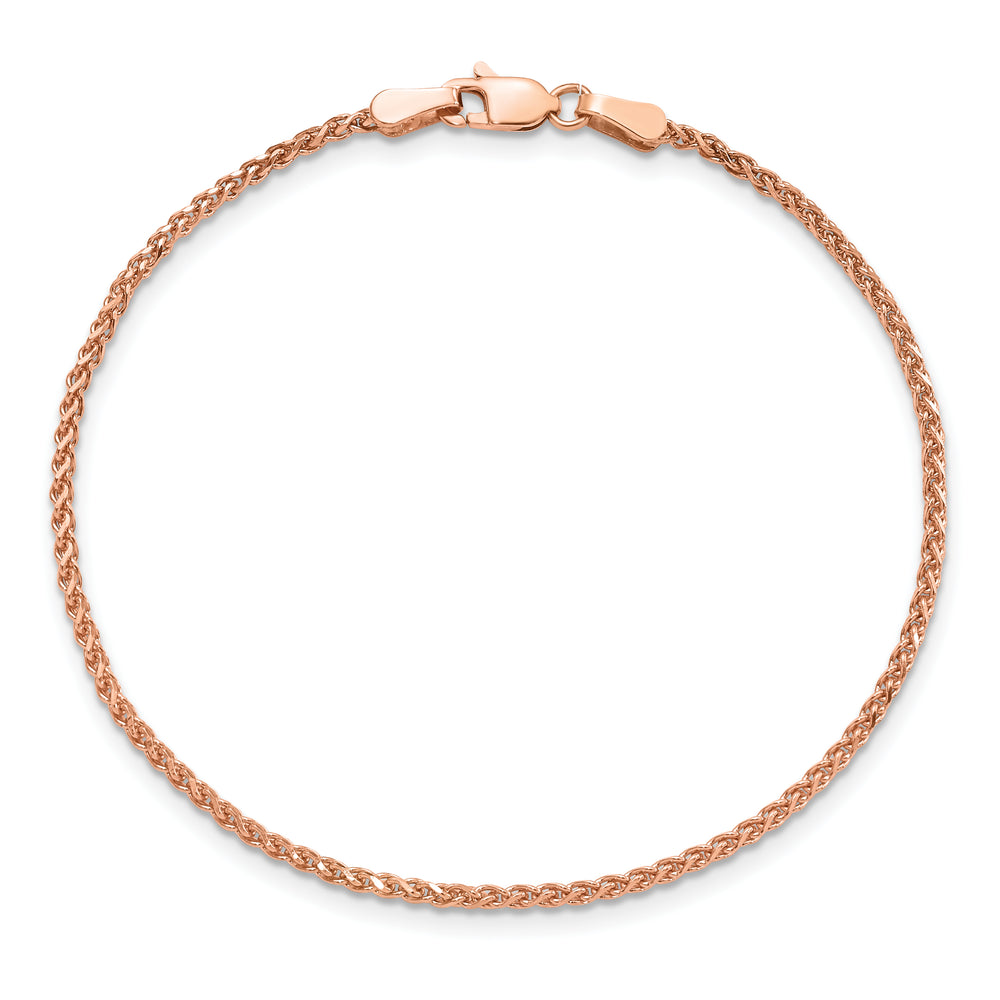 Pulsera 14K Oro Rosa 7 pulgadas 1.7mm Spiga Cortado a Diamante con Cierre de Langosta