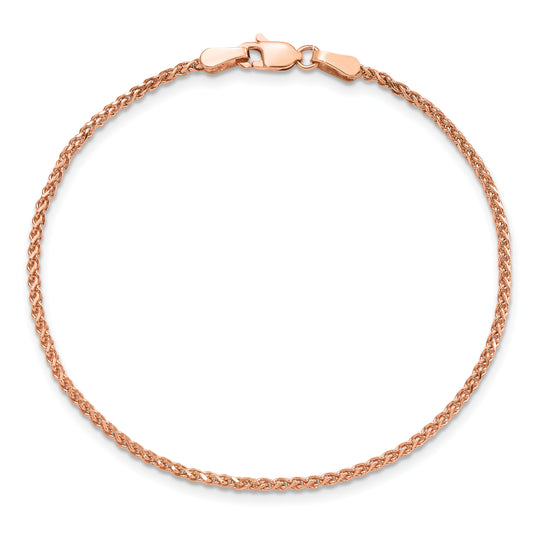 Pulsera 14K Oro Rosa 7 pulgadas 1.7mm Spiga Cortado a Diamante con Cierre de Langosta