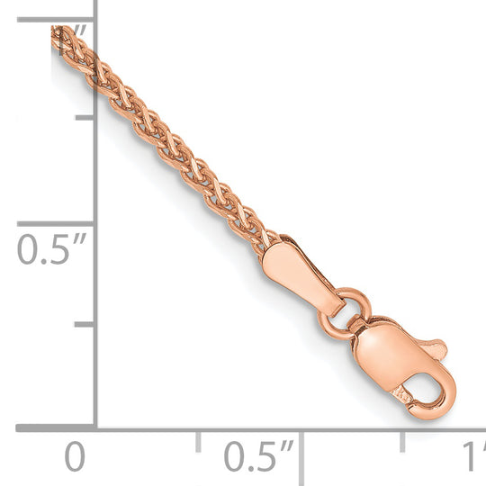 Pulsera 14K Oro Rosa 7 pulgadas 1.7mm Spiga Cortado a Diamante con Cierre de Langosta